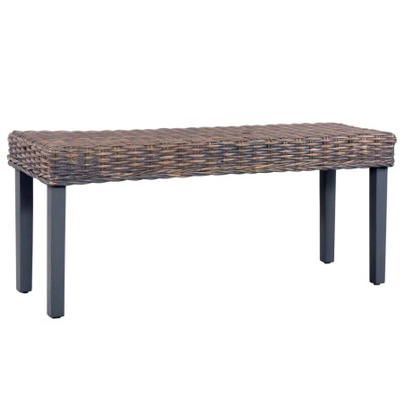 Banc 110 cm Gris Rotin naturel kubu et bois d'acajou massif 542966542966