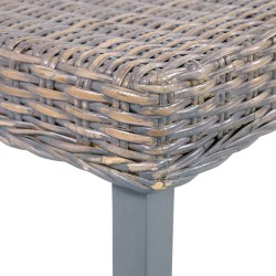 Banc 110 cm Gris Rotin naturel kubu et bois d'acajou massif 542966542966