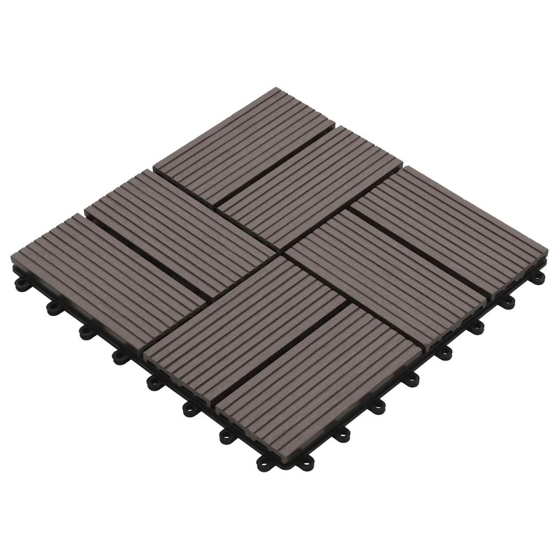 Carreau de terrasse 11 pcs Marron foncé 30 x 30 cm WPC 542995542995