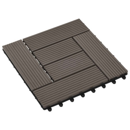 Carreau de terrasse 11 pcs Marron foncé 30 x 30 cm WPC 542999542999