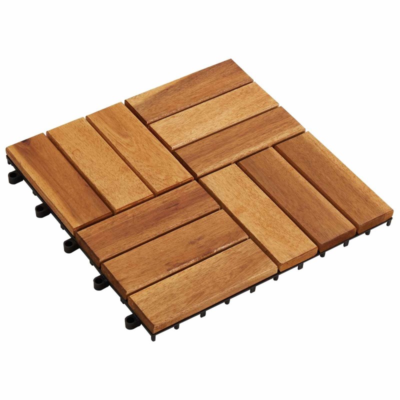 Carreau de terrasse 10 pcs Marron 30 x 30 cm Bois d'acacia 543016543016
