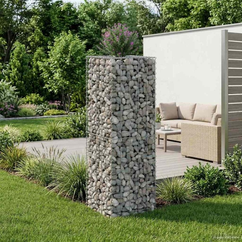 Lit surélevé gabion Argenté 50 x 50 x 150 cm Acier galvanisé 543034543034