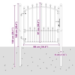 Portail de clôture Emmen avec pointes, acier, 104 x 97 cm, noir 543040543040