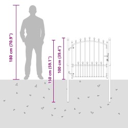 Portail de clôture Emmen avec pointes, acier, 104 x 97 cm, noir 543040543040
