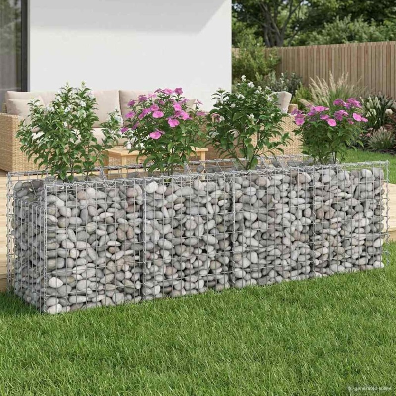 Lit surélevé gabion Argenté 200 x 50 x 60 cm Acier galvanisé 543043543043