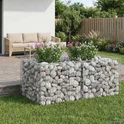 Lit surélevé gabion Argenté 100 x 100 x 60 cm Acier galvanisé 543046543046