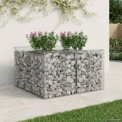 Lit surélevé gabion Argenté 100 x 100 x 60 cm Acier galvanisé 543046543046