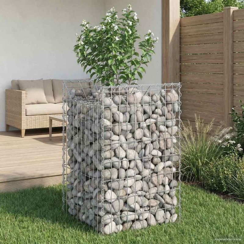 Lit surélevé gabion Argenté 50 x 50 x 80 cm Acier galvanisé 543048543048
