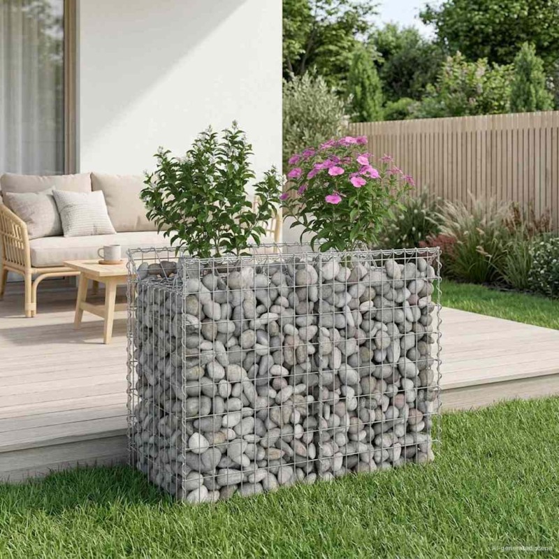 Lit surélevé gabion Argenté 100 x 50 x 80 cm Acier galvanisé 543049543049