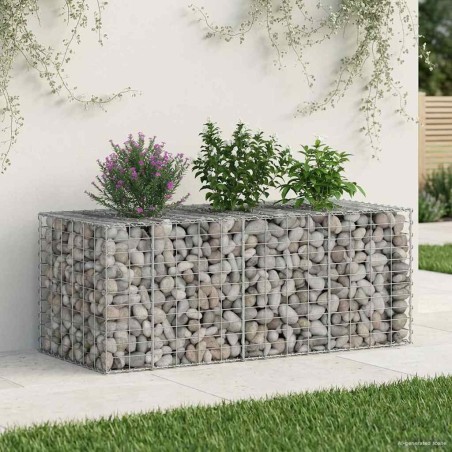 Lit surélevé gabion Argenté 140 x 60 x 55 cm Acier galvanisé 543051543051