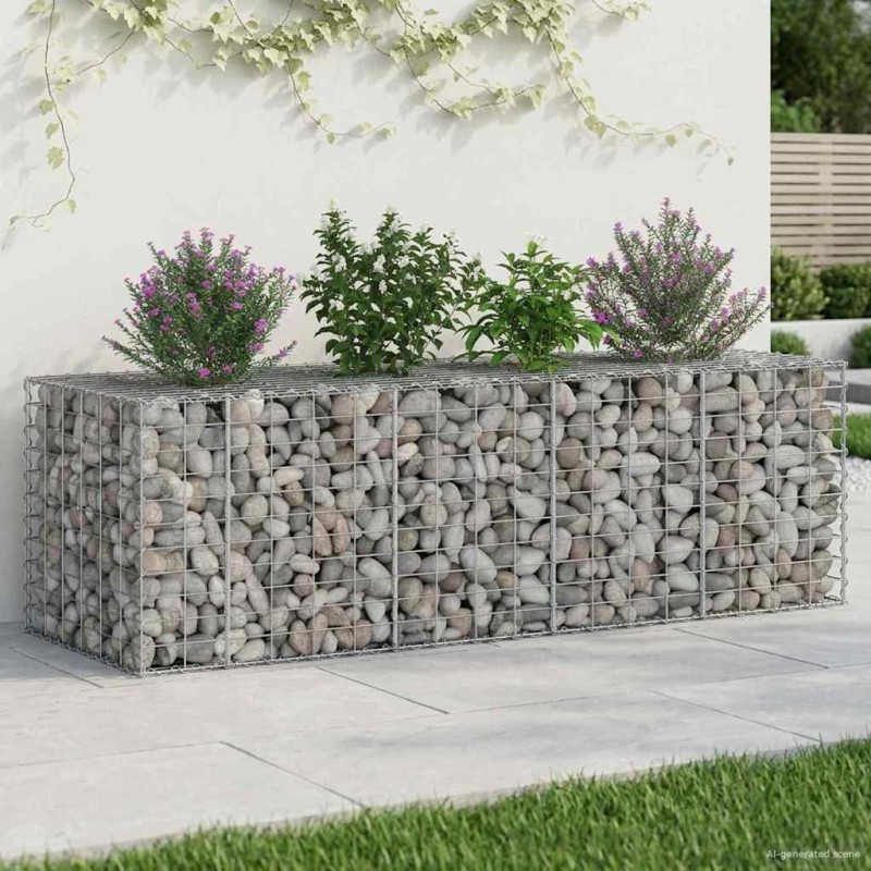 Lit surélevé gabion Argenté 180 x 60 x 55 cm Acier galvanisé 543067543067