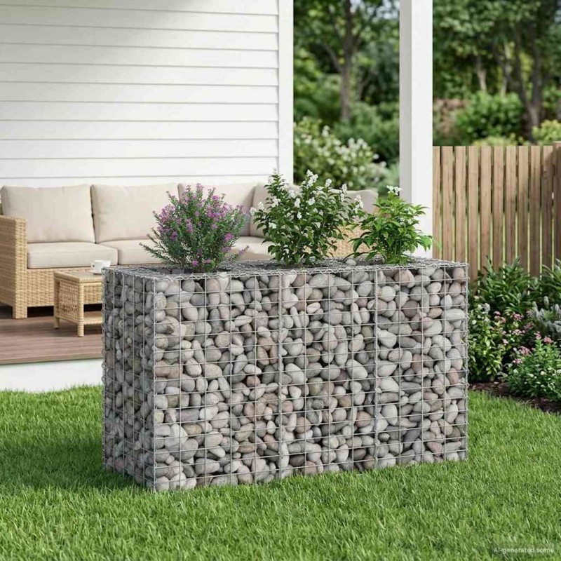 Lit surélevé gabion Argenté 130 x 50 x 80 cm Acier galvanisé 543071543071