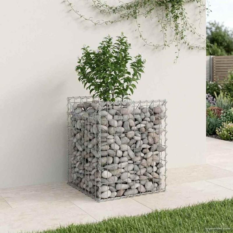 Lit surélevé gabion Argenté 50 x 50 x 60 cm Acier galvanisé 543073543073