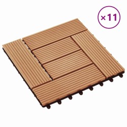 Carreau de terrasse 11 pcs Teck 30 x 30 cm WPC 543139543139