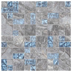 Carrelage en mosaïque 11 pcs Gris et bleu 50 x 50 cm Verre 543160543160