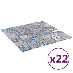 Carrelage en mosaïque 22 pcs Gris et bleu 50 x 50 cm Verre 543162543162