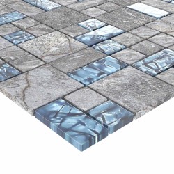 Carrelage en mosaïque 22 pcs Gris et bleu 50 x 50 cm Verre 543162543162