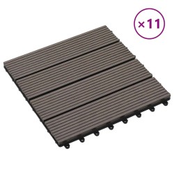 Carreau de terrasse 11 pcs Marron foncé 30 x 30 cm WPC 543169543169