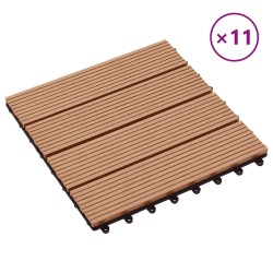 Carreau de terrasse 11 pcs Teck 30 x 30 cm WPC 543180543180