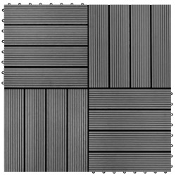 Carreau de terrasse 11 pcs Gris 30 x 30 cm WPC 543193543193