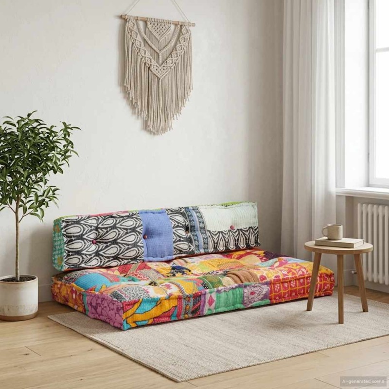 Coussin de canapé palette Multicolore Tissu Patchwork  543233543233