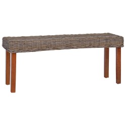 Banc 110 cm Rotin naturel kubu et bois d'acajou massif 543312543312