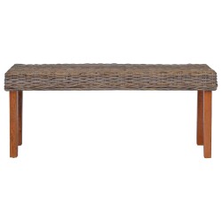 Banc 110 cm Rotin naturel kubu et bois d'acajou massif 543312543312