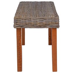 Banc 110 cm Rotin naturel kubu et bois d'acajou massif 543312543312