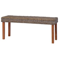 Banc 110 cm Rotin naturel kubu et bois d'acajou massif 543312543312