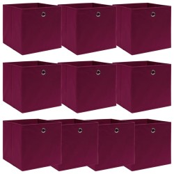 Boîtes de rangement 10 pcs Rouge foncé 32x32x32 cm Tissu 543343543343