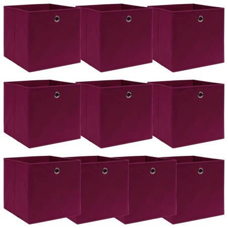 Boîtes de rangement 10 pcs Rouge foncé 32x32x32 cm Tissu 543343543343