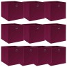 Boîtes de rangement 10 pcs Rouge foncé 32x32x32 cm Tissu 543343543343