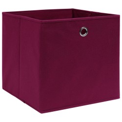 Boîtes de rangement 10 pcs Rouge foncé 32x32x32 cm Tissu 543343543343