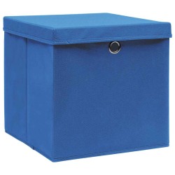  Boîtes de rangement avec couvercle 4 pcs Bleu 32x32x32 cm Tissu 543345543345