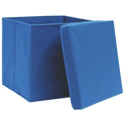  Boîtes de rangement avec couvercle 4 pcs Bleu 32x32x32 cm Tissu 543345543345