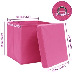 Boîtes de rangement avec couvercles 10pcs Rose 32x32x32cm Tissu 543363543363