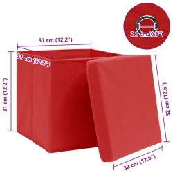 Boîtes de rangement et couvercles 10 pcs Rouge 32x32x32cm Tissu 543405543405
