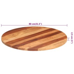 Dessus de table bois massif d'acacia rond 25-27 mm 80 cm 543489543489
