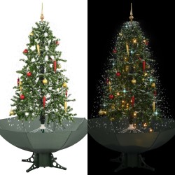 Arbre de Noël neigeux avec base de parapluie Vert 170 cm 543499543499