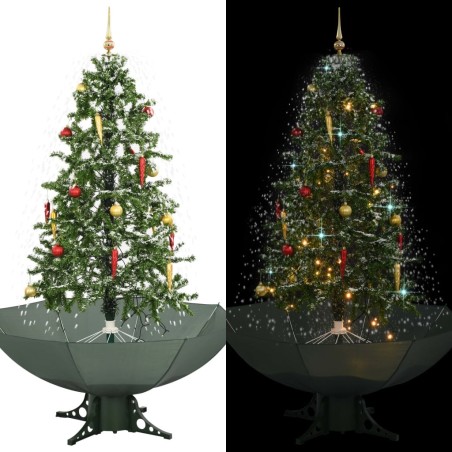 Arbre de Noël neigeux avec base de parapluie Vert 170 cm 543499543499