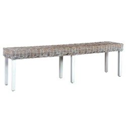 Banc 160 cm Blanc Rotin naturel kubu et bois de manguier massif 543500543500