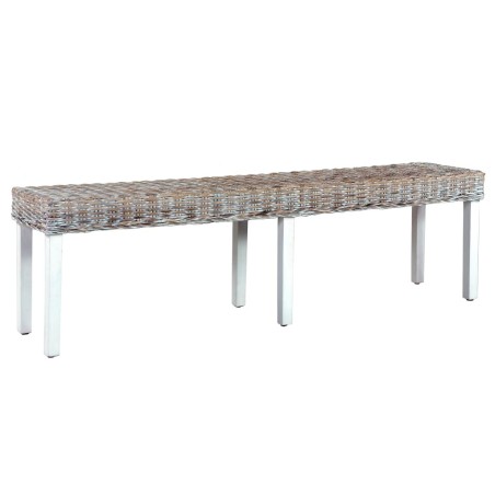 Banc 160 cm Blanc Rotin naturel kubu et bois de manguier massif 543500543500