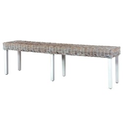 Banc 160 cm Blanc Rotin naturel kubu et bois de manguier massif 543500543500