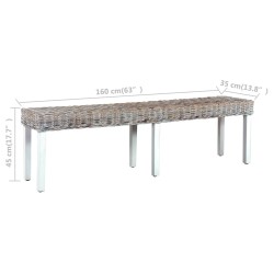 Banc 160 cm Blanc Rotin naturel kubu et bois de manguier massif 543500543500
