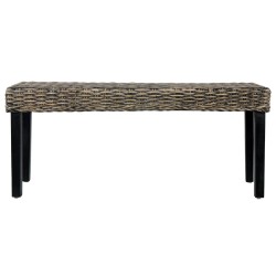 Banc 110 cm Noir Rotin naturel kubu et bois d'acajou massif 543501543501
