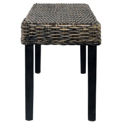 Banc 110 cm Noir Rotin naturel kubu et bois d'acajou massif 543501543501