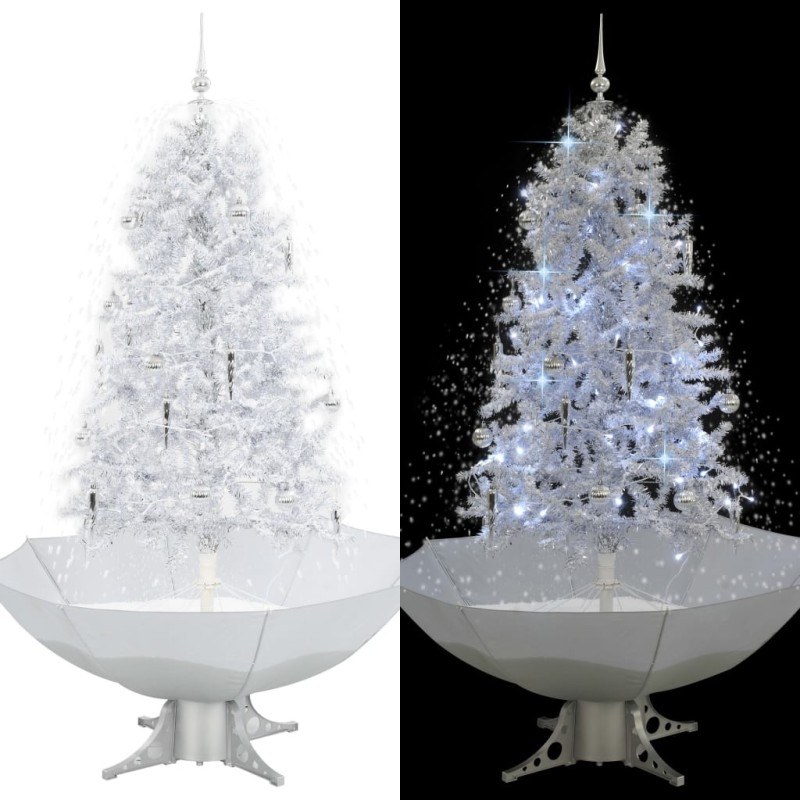 Arbre de Noël neigeux avec base de parapluie Blanc 170 cm 543504543504