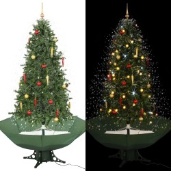 Arbre de Noël neigeux avec base de parapluie Vert 190 cm 543506543506