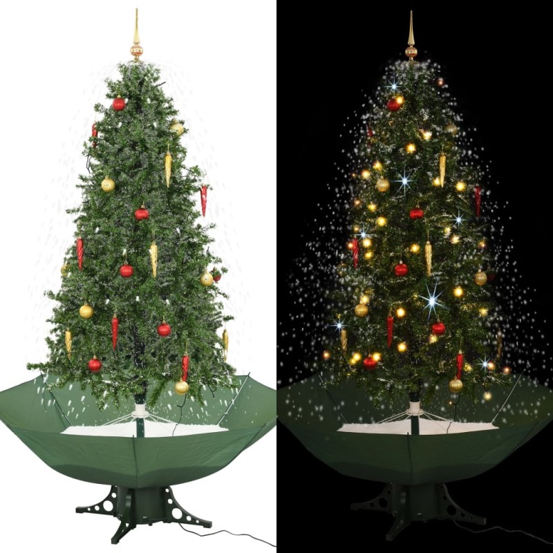 Arbre de Noël neigeux avec base de parapluie Vert 190 cm 543506543506