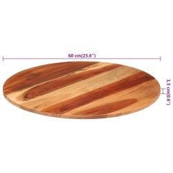 Dessus de table bois massif d'acacia rond 15-16 mm 60 cm 543532543532